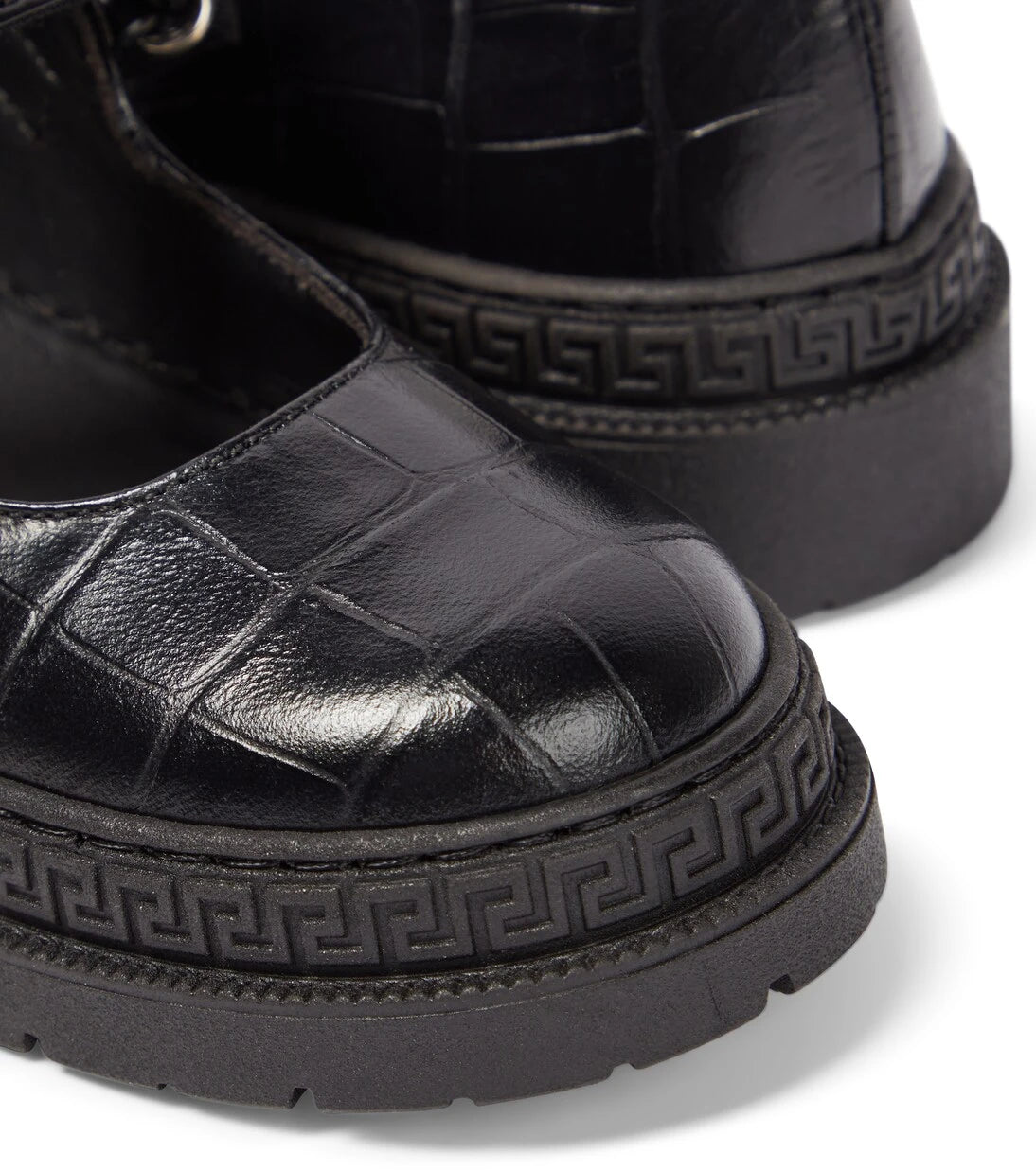 Versace Kids - Croc-effect leather Mary Jane flats