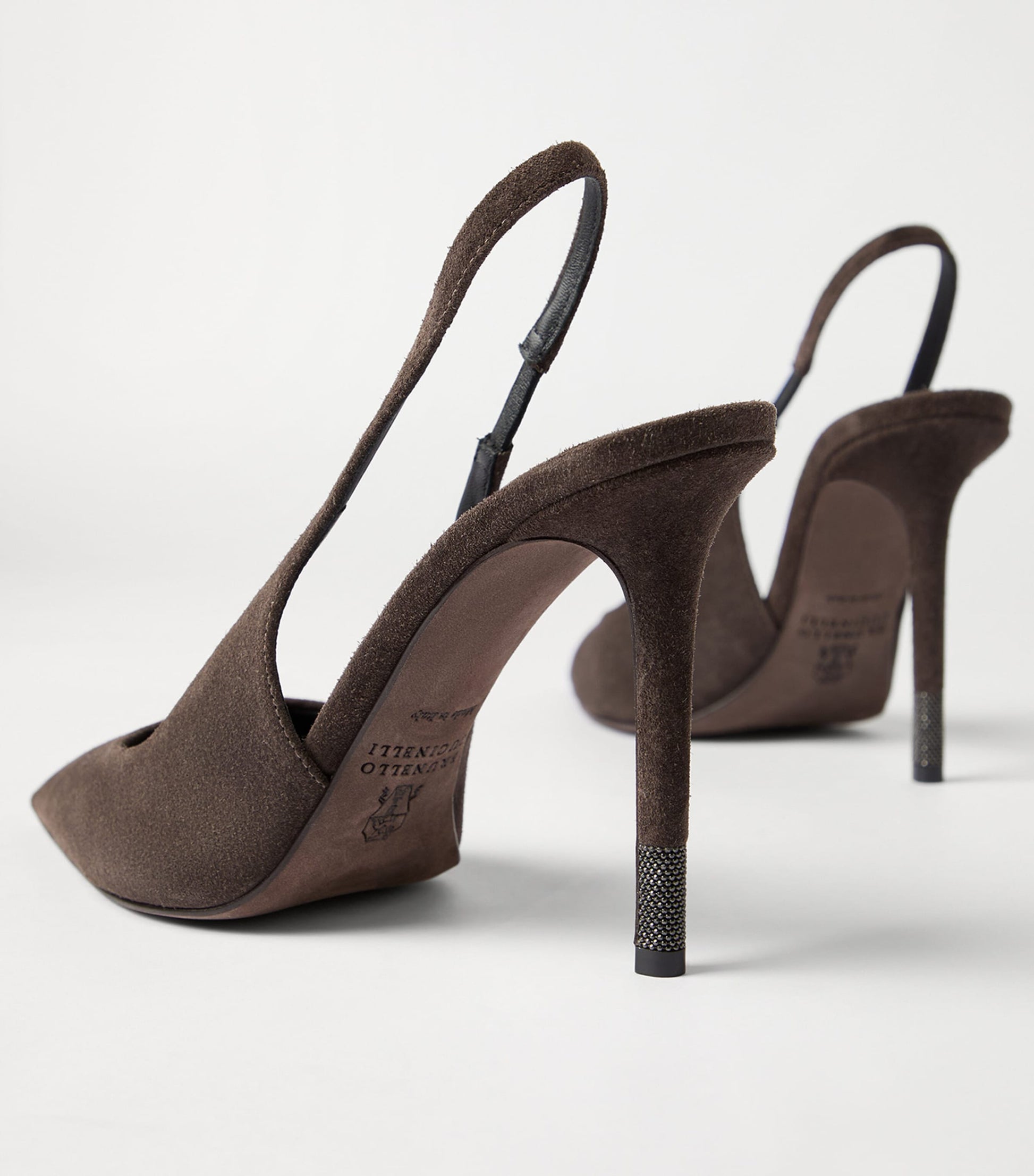 Brunello Cucinelli Suede Monili-Detail Slingback Pumps