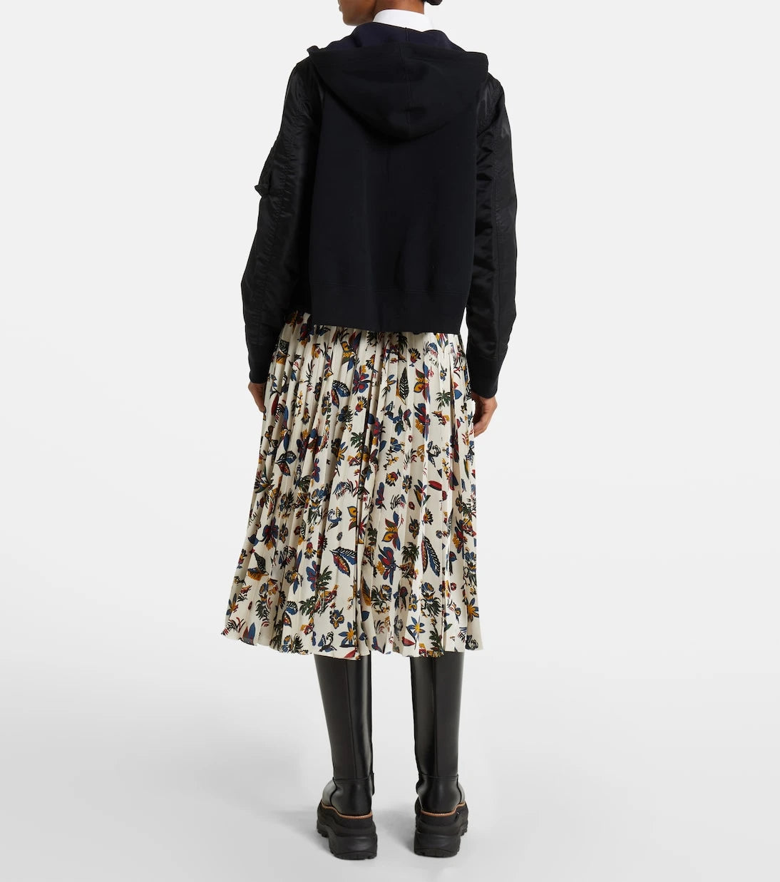 Sacai - Paneled cotton-blend zip-up hoodie