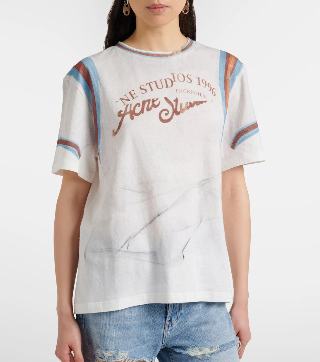 Acne Studios - تي شيرت من قطن الجيرسيه بنقشة ترمبلوي
