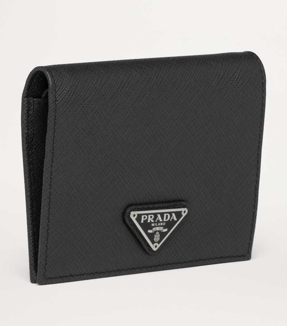 Prada Black Small Saffiano Leather Bifold Wallet