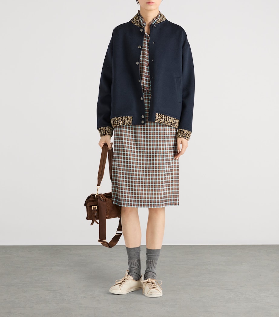 Prada Blue Wool-Cashmere Bomber Jacket