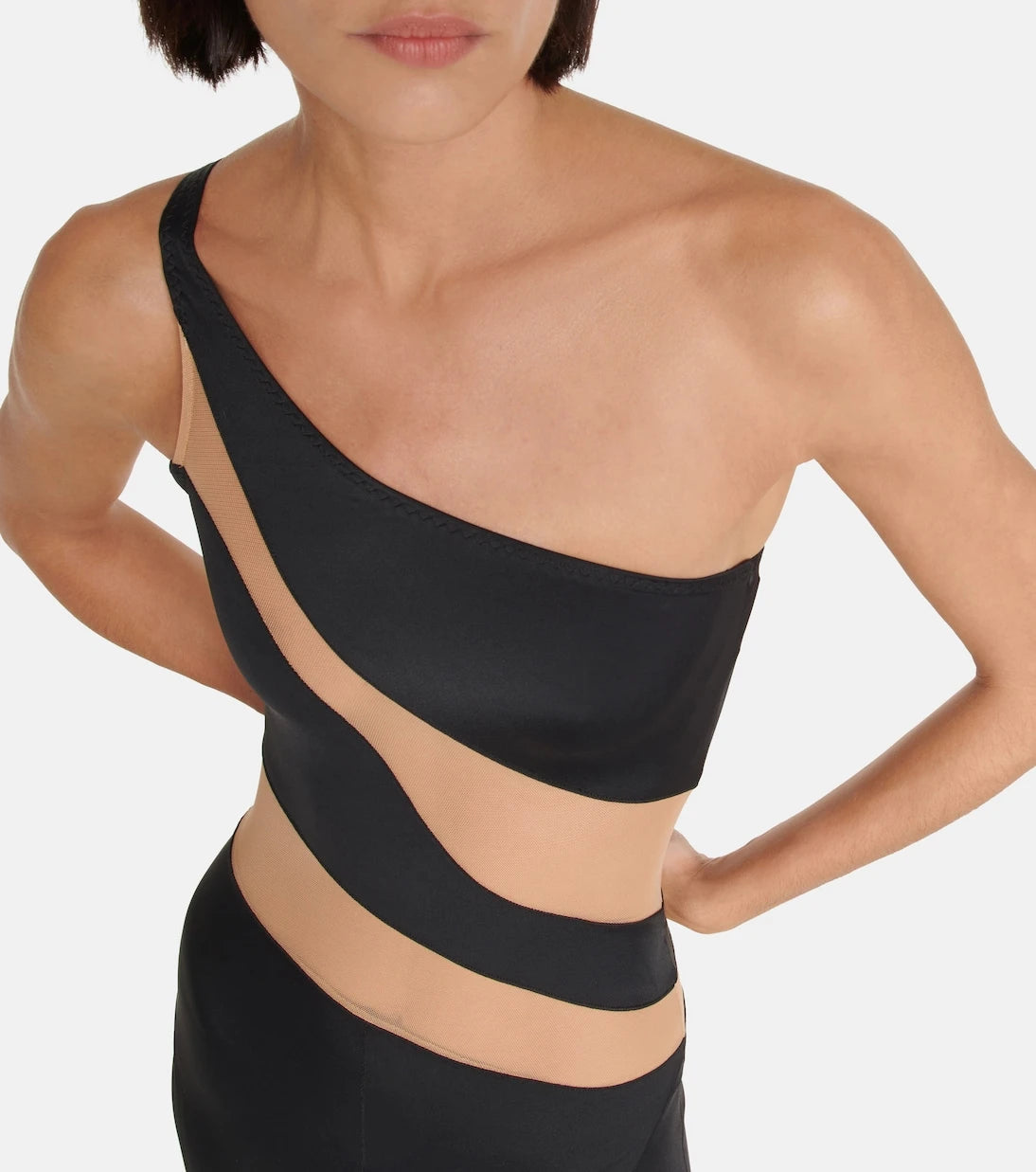 Norma Kamali - Snake paneled mesh fishtail jumpsuit