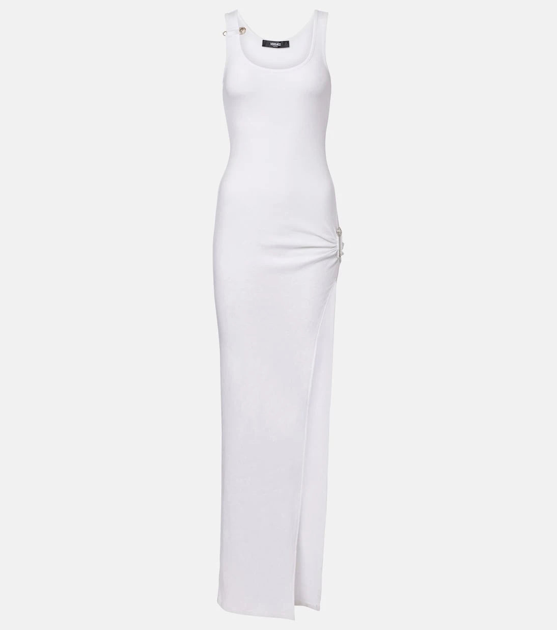 Versace - Safety Pin draped cotton-blend maxi dress