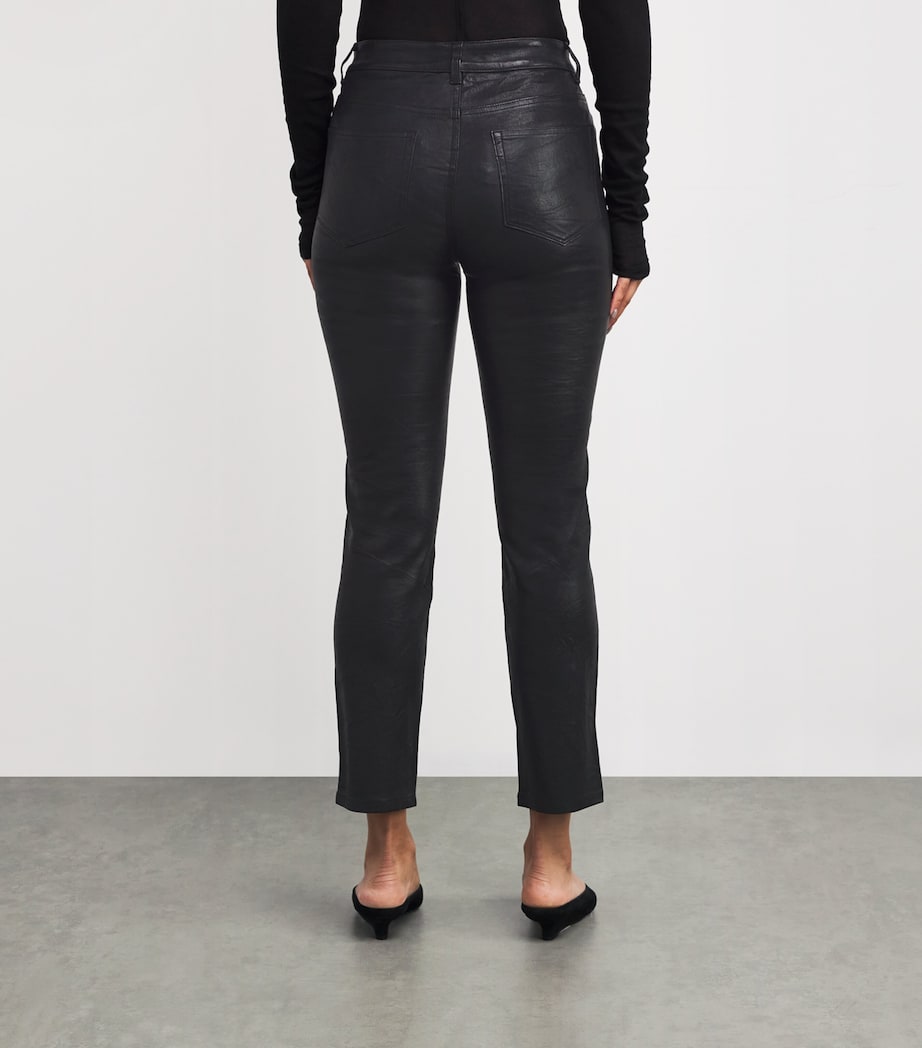 PAIGE Black Leather High-Rise Cindy Trousers