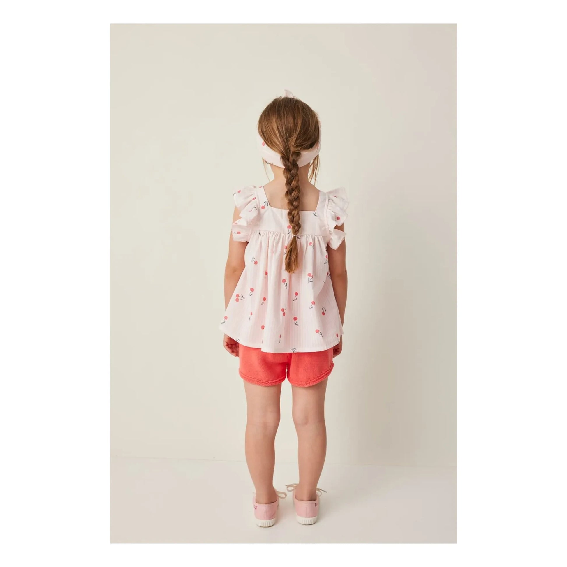 Tocoto Vintage - Blouse Cerises Volants | Pale Pink