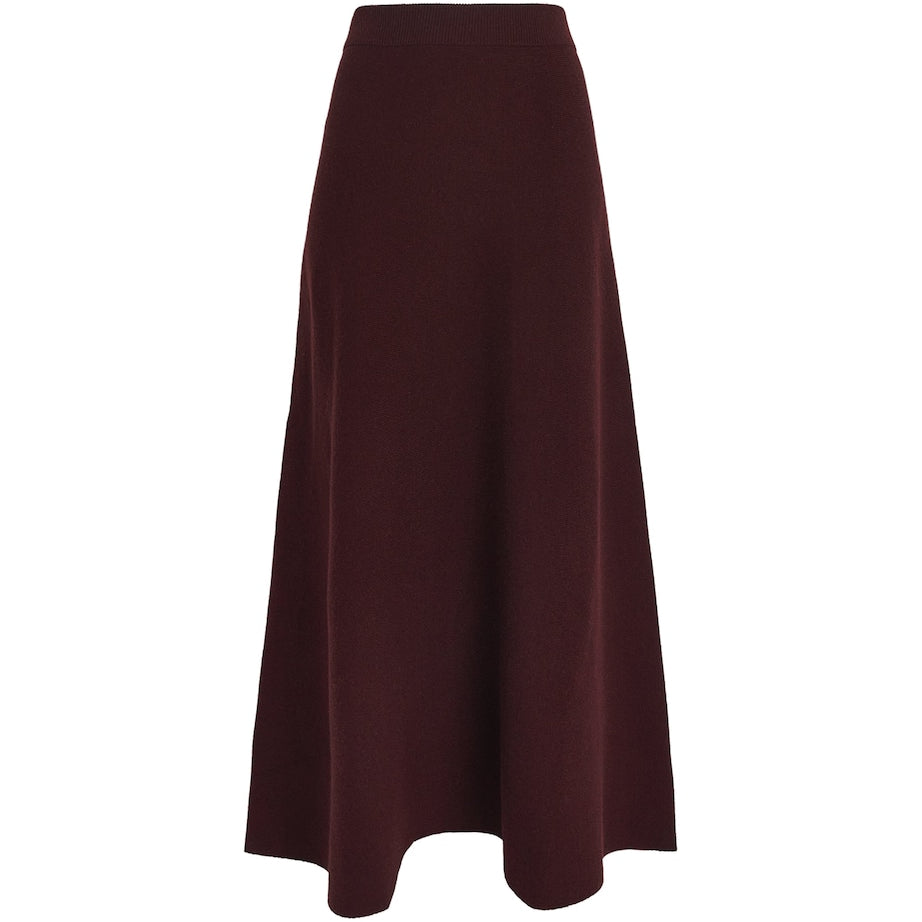 Max Mara Red Wool-Cashmere Knitted Midi Skirt