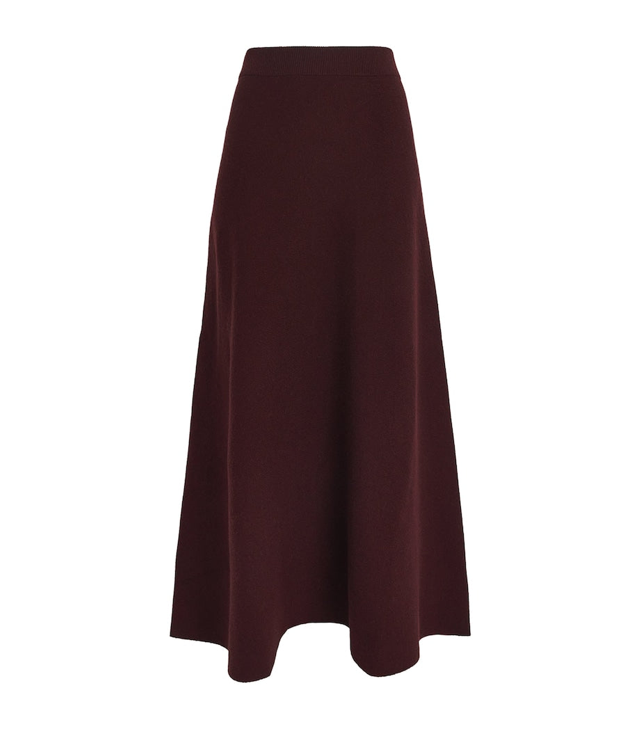 Max Mara Red Wool-Cashmere Knitted Midi Skirt