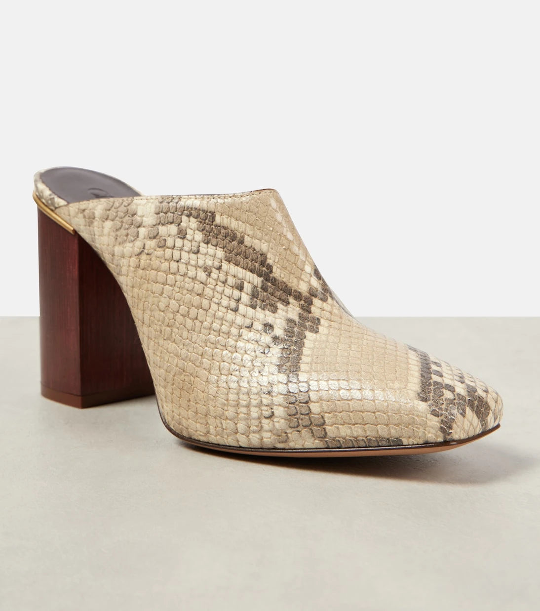 Chloé - Ambre snake-effect leather mules