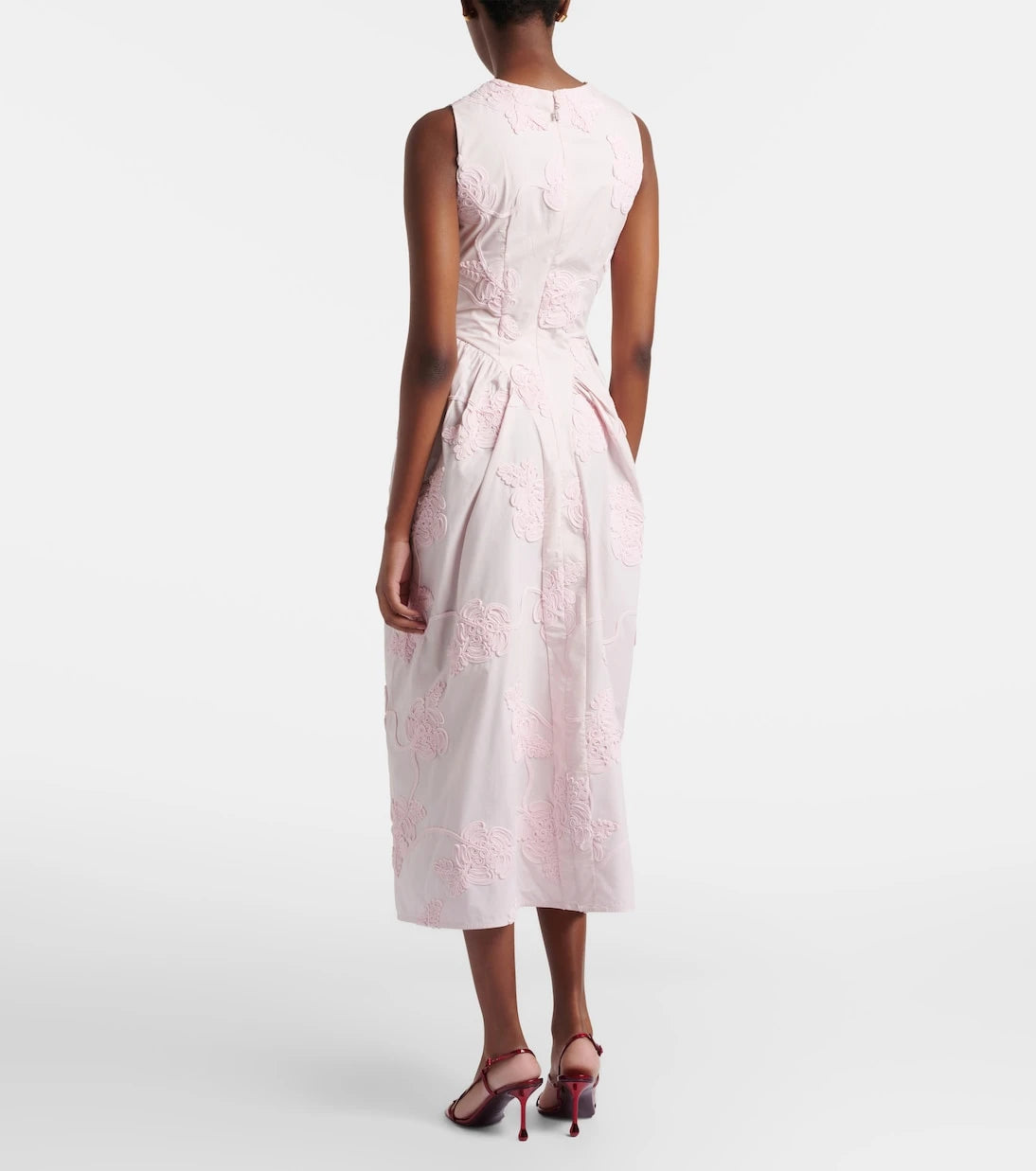 Rotate - Embroidered floral cotton midi dress