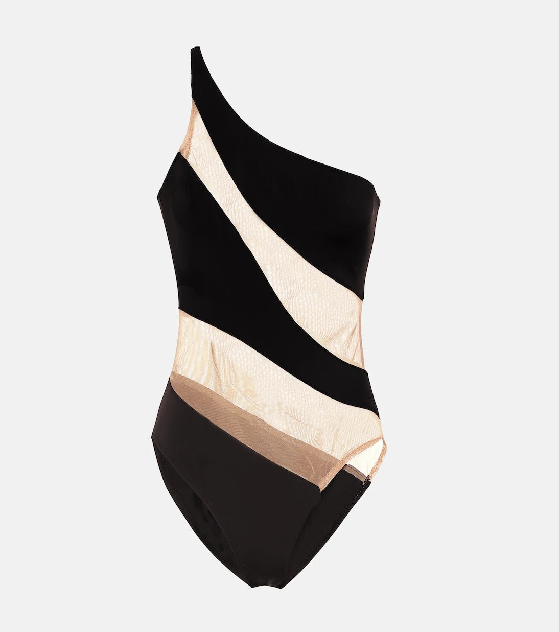 Norma Kamali - Snake paneled mesh one-shoulder swimsuit