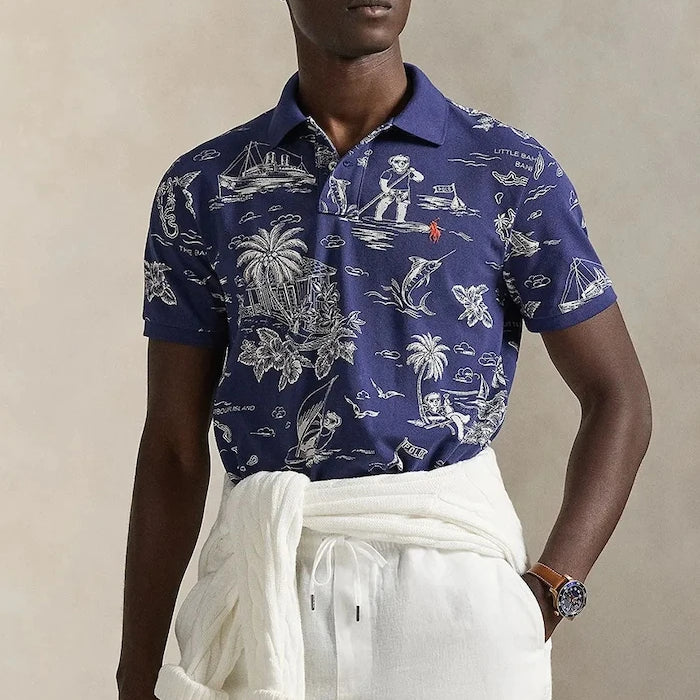 Памучна тениска с яка Polo Ralph Lauren