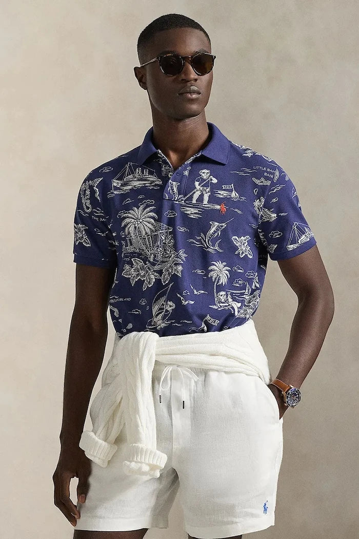 Памучна тениска с яка Polo Ralph Lauren