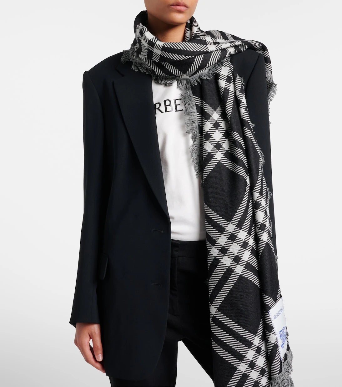 Burberry - Burberry Check wool and silk scarf
