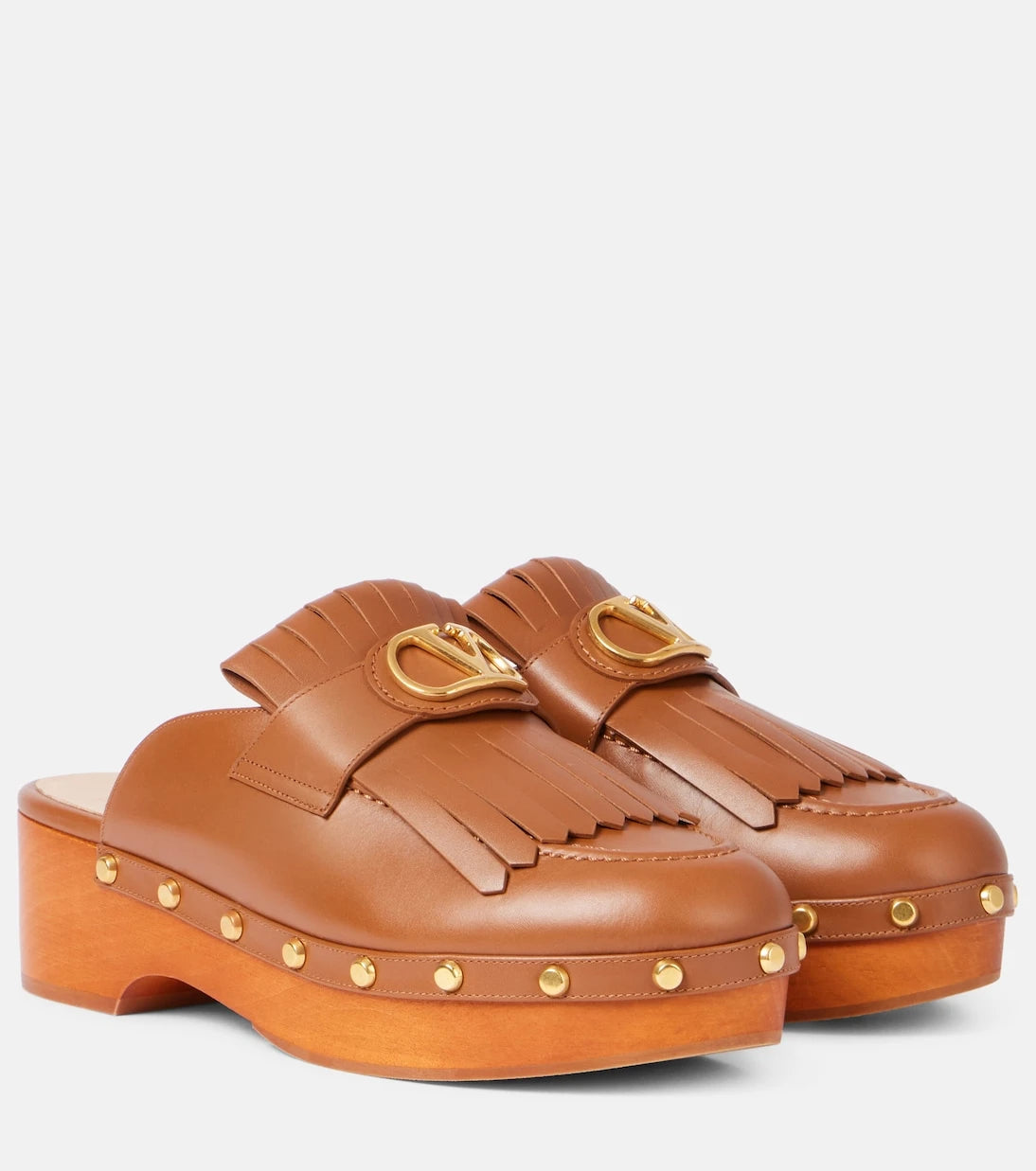 Valentino Garavani - VLogo fringed leather clogs