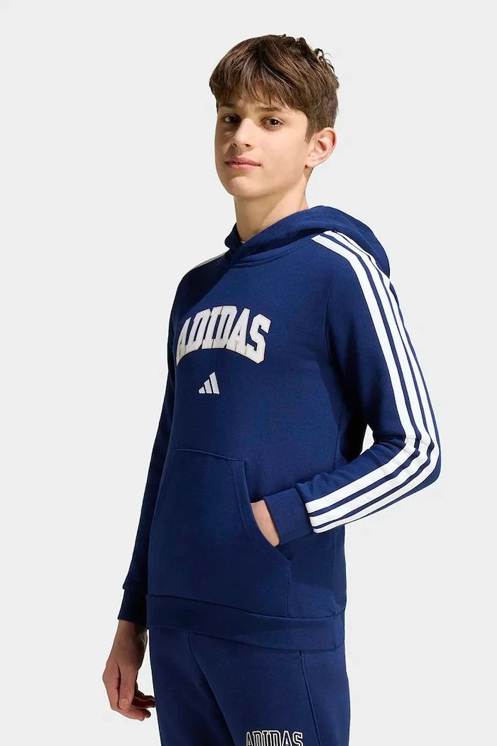 çocuklar için pamuklu adidas kapüşonlu sweatshirt