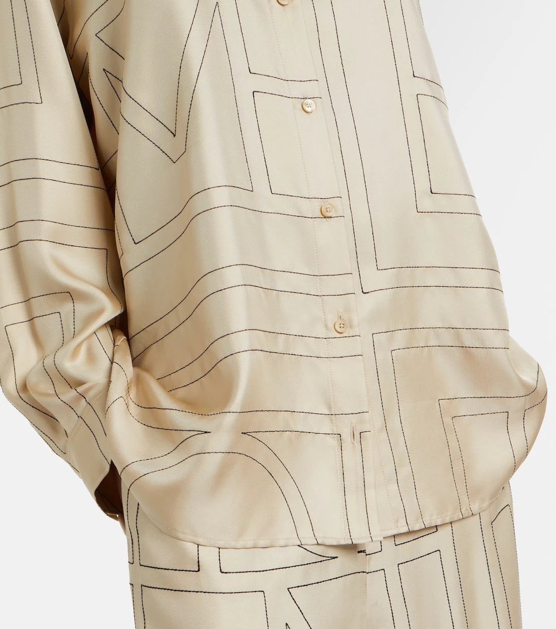 Toteme - Embroidered silk satin shirt