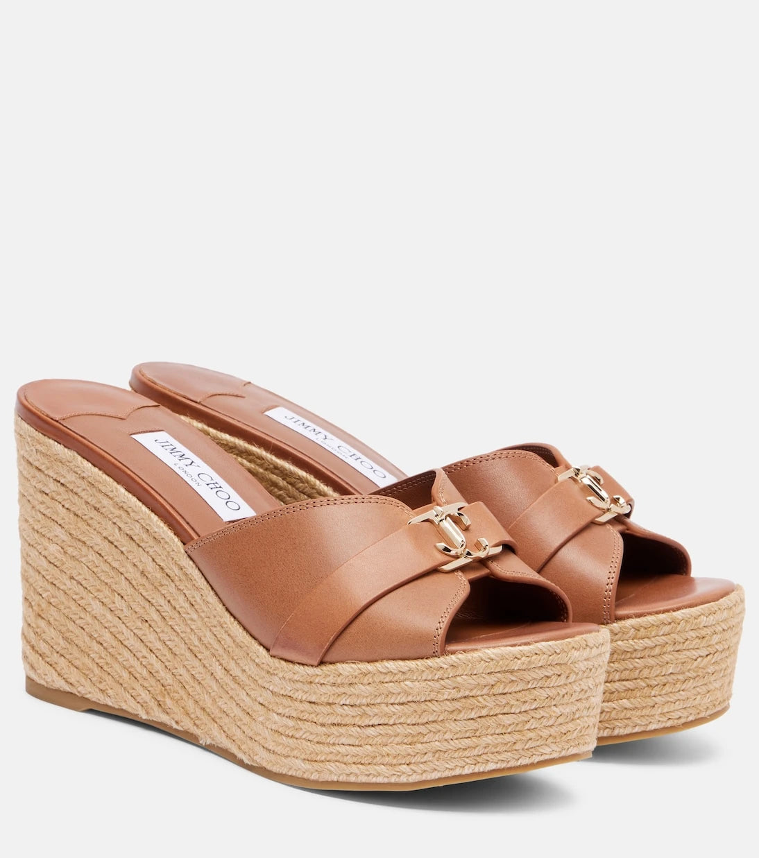Jimmy Choo - Leda 100 leather platform wedge sandals