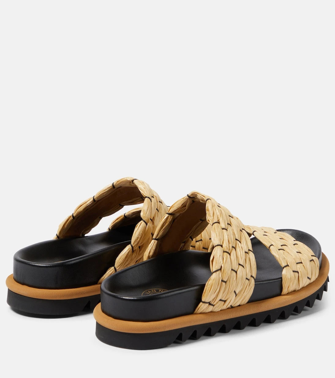 Dries Van Noten - Woven and raffia and leather slides