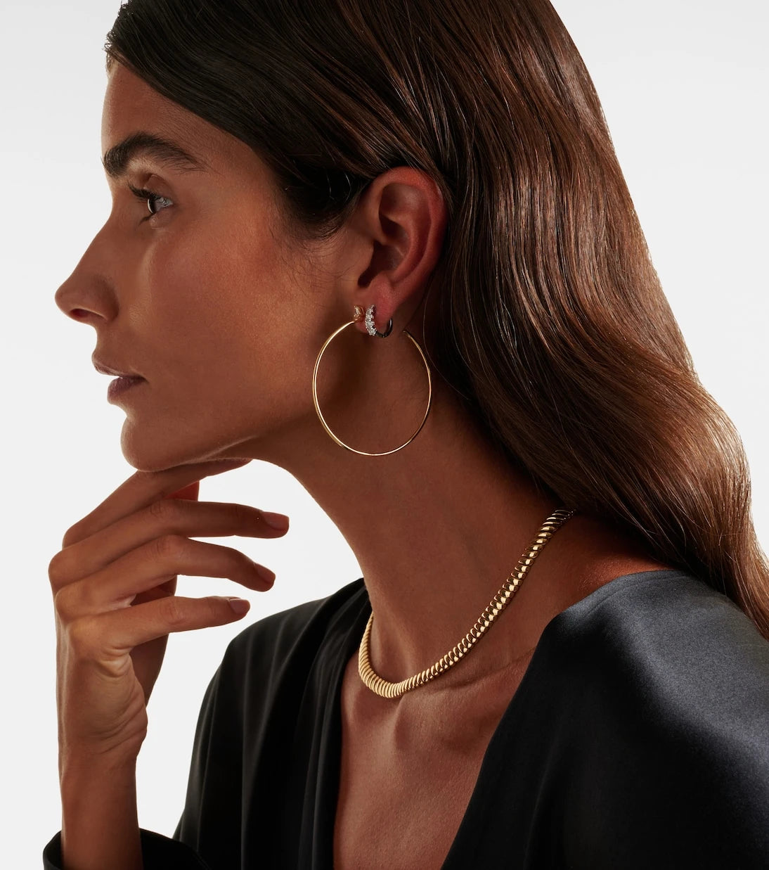 Anita Ko - 18kt gold hoop earrings with diamonds
