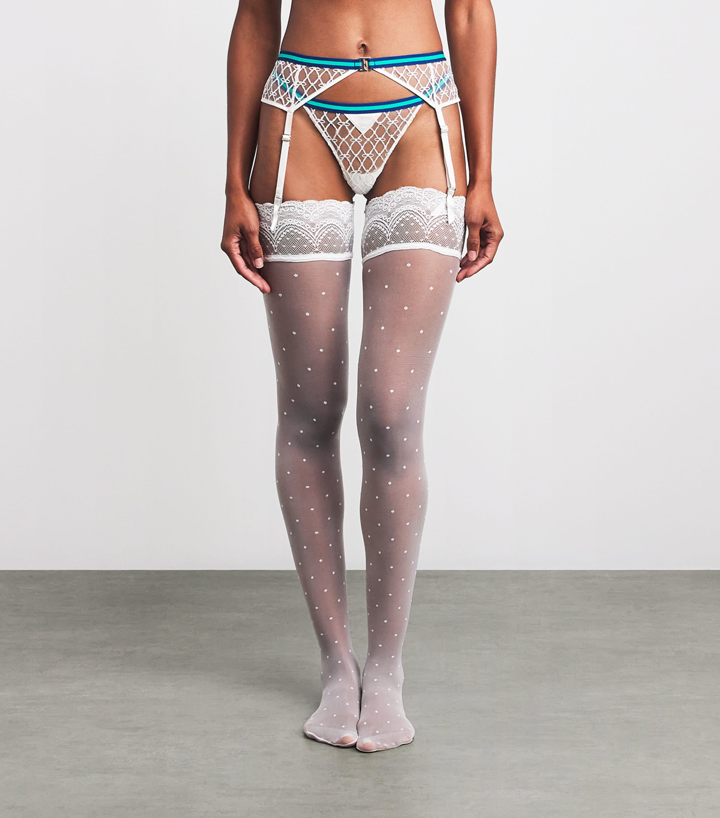 Ivory Mesh Serena Suspender Belt