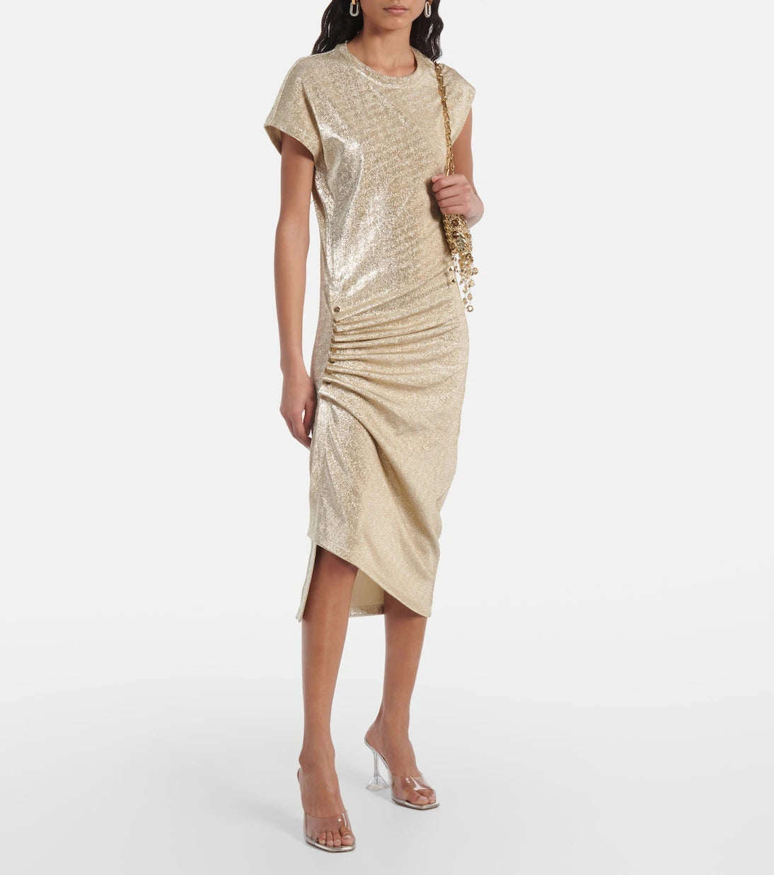 Rabanne - Asymmetric draped midi dress