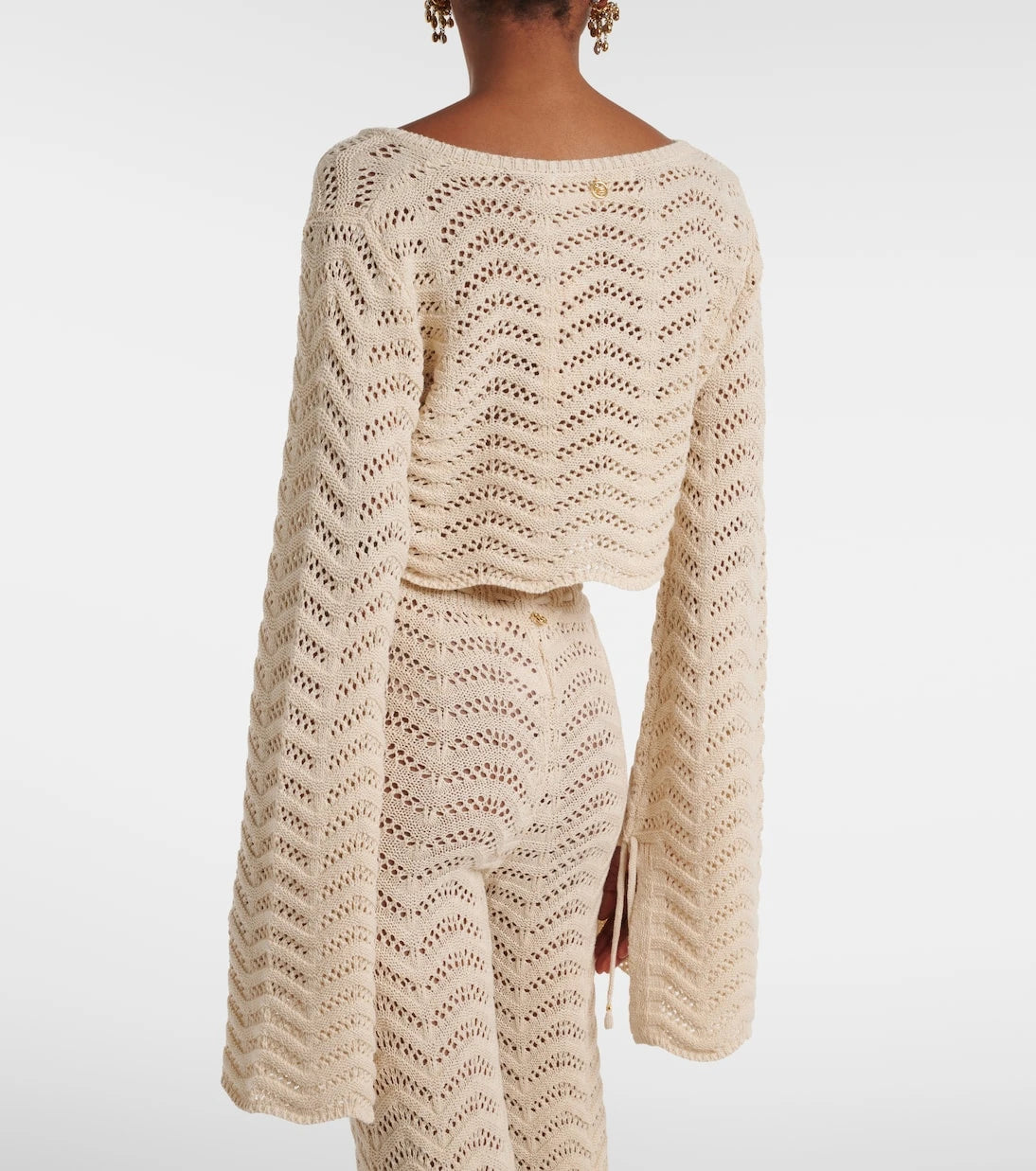 Bananhot - Miana open-knit cotton-blend crop top