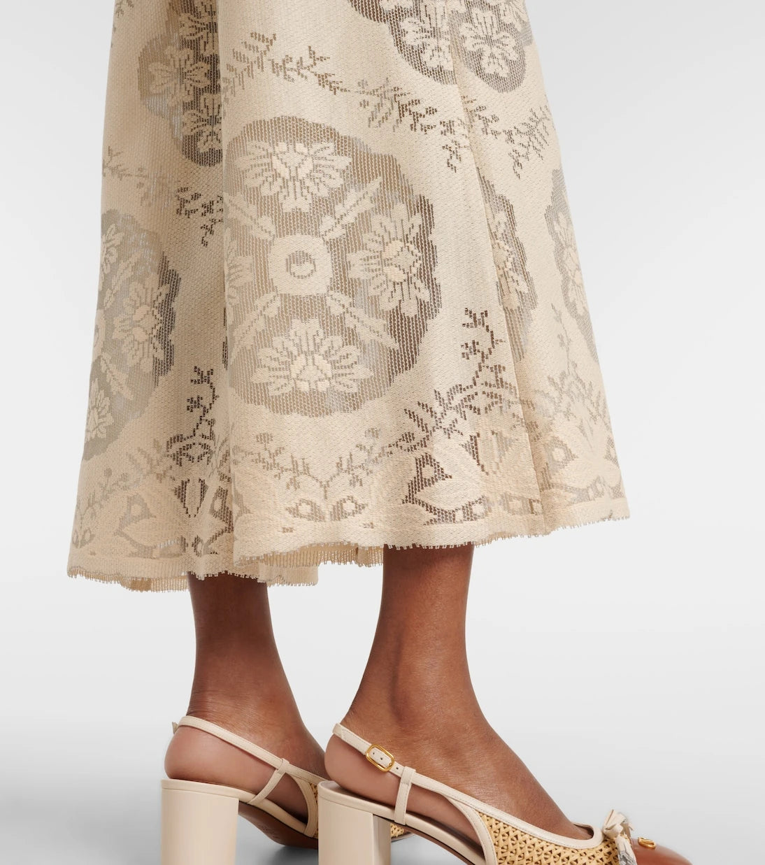 Valentino - Embroidered cotton-blend wide-leg pants
