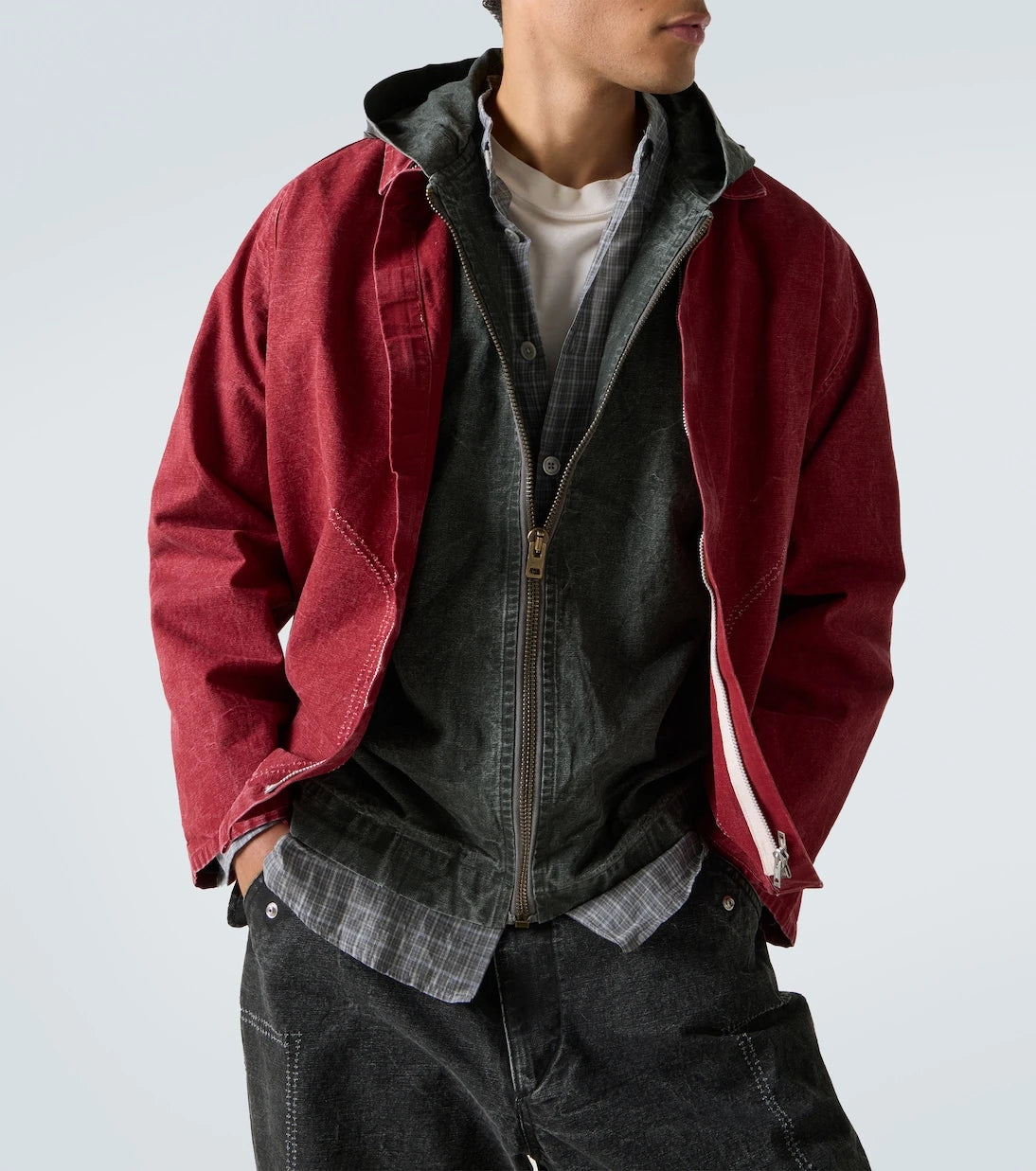 A.Presse - Vintage hooded distressed denim jacket