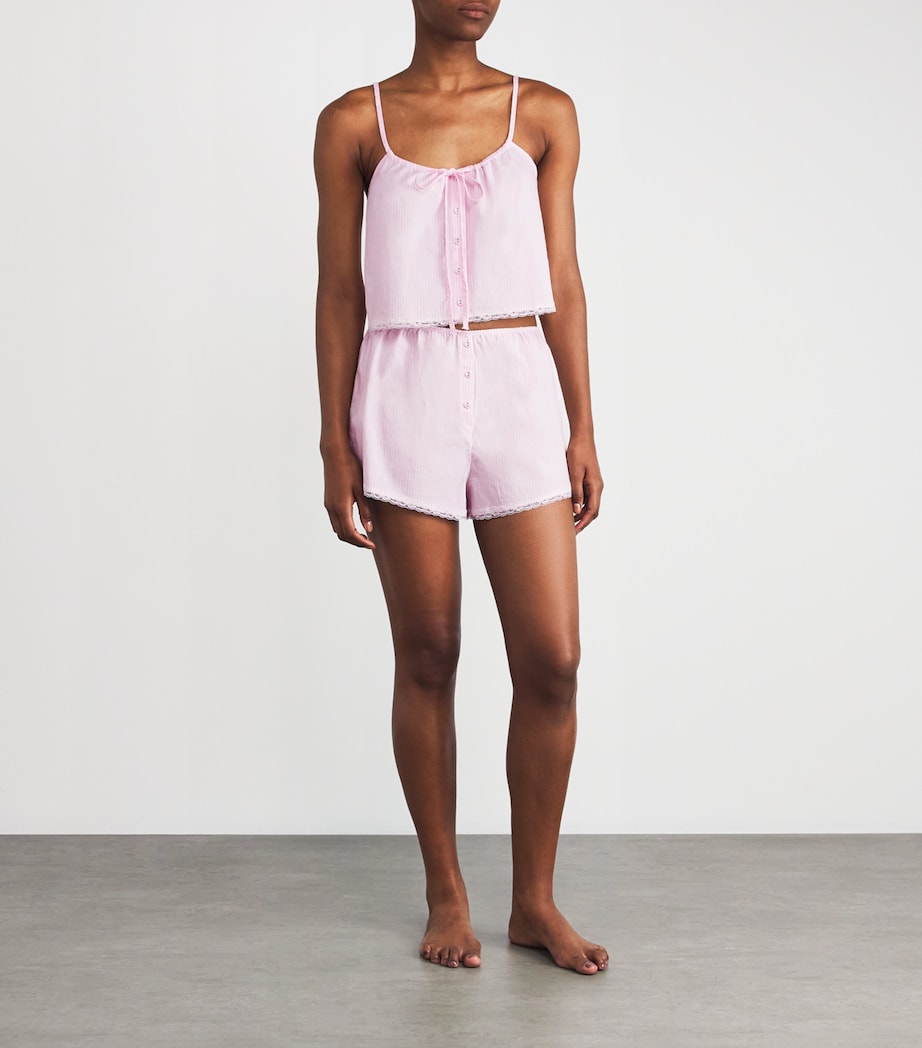 Skims Pink Stretch-Cotton Poplin Sleep Tank Top