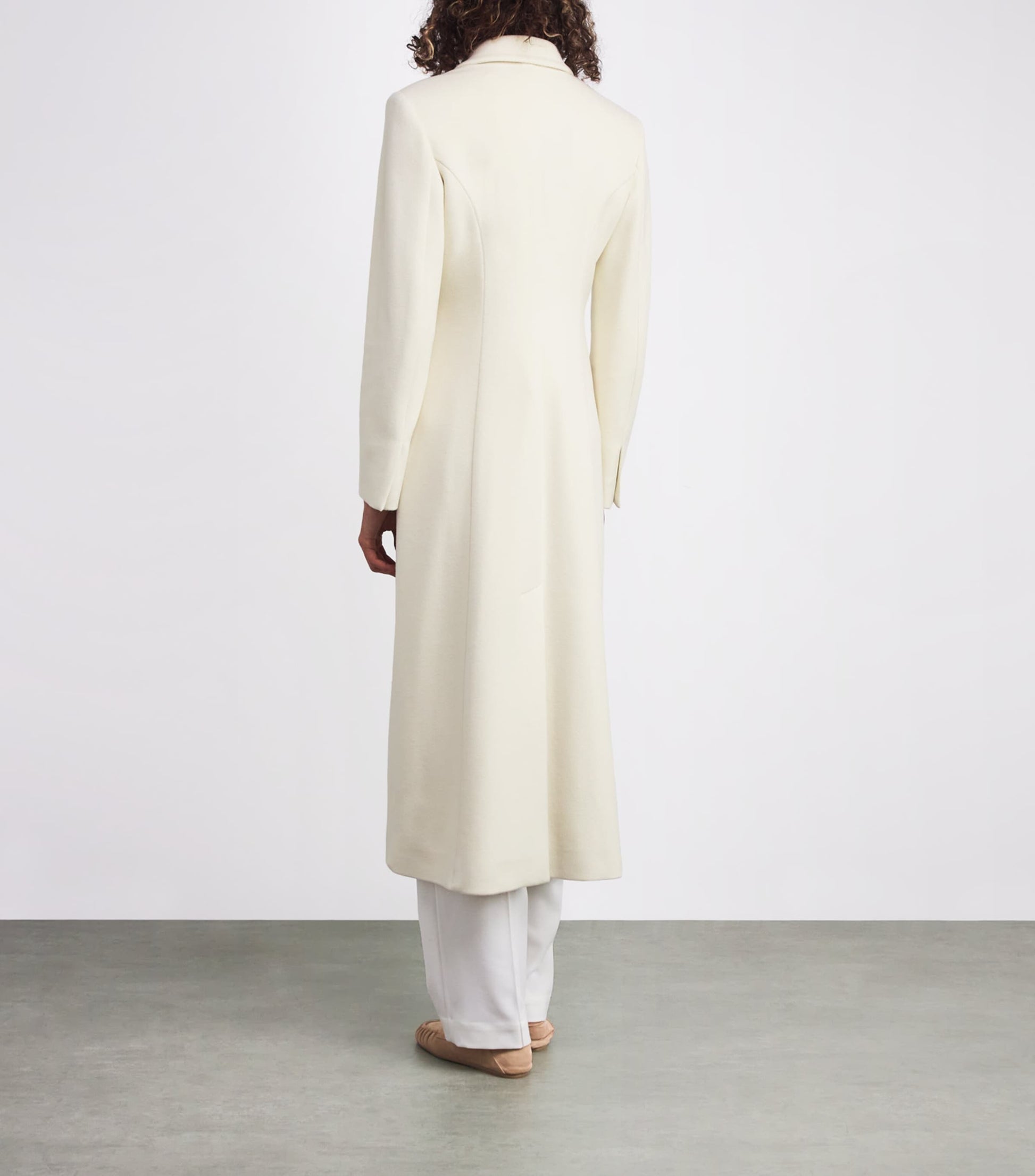 White Kid Cashmere Double-Breasted Coat