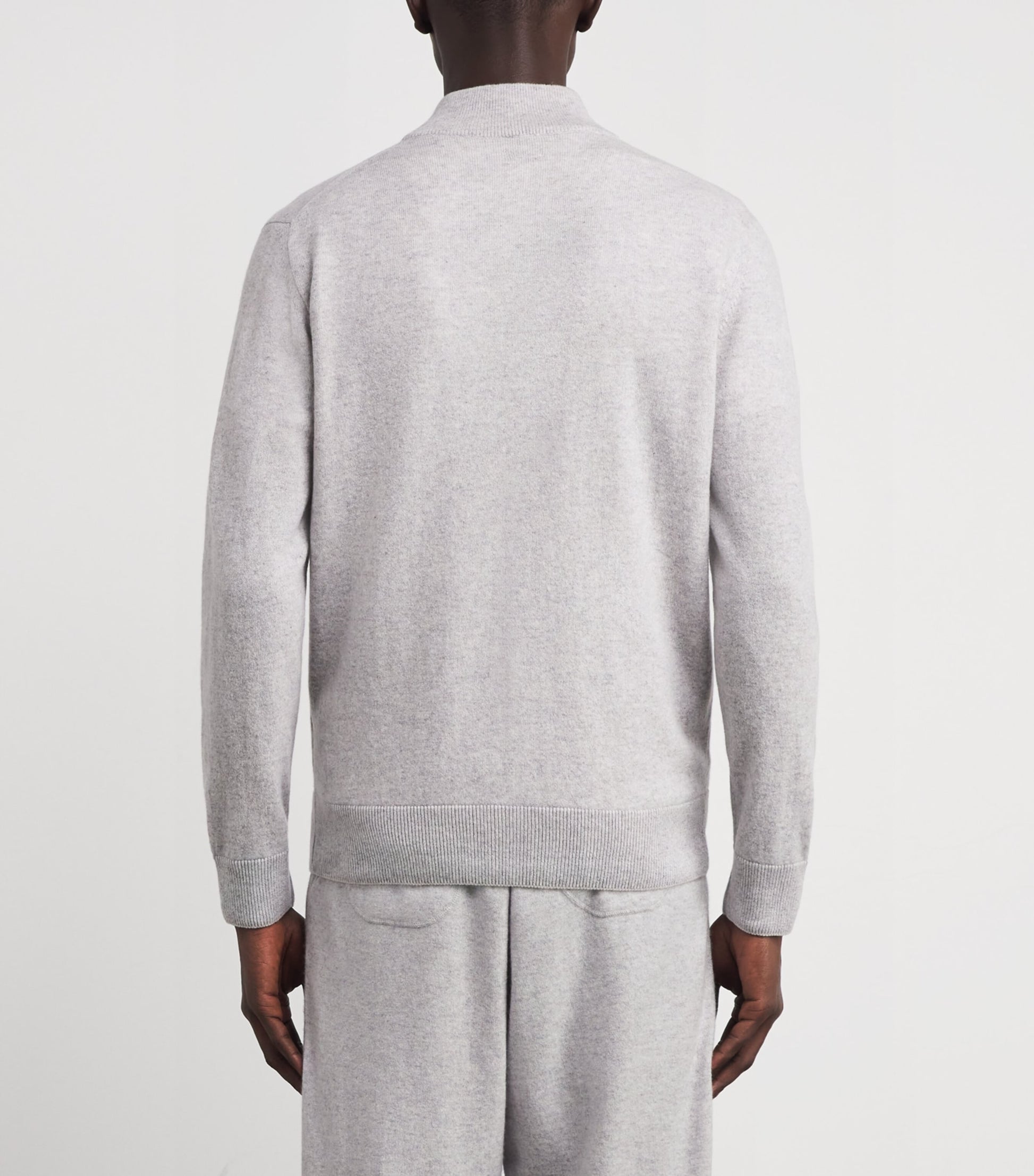 Eleventy Grey Cashmere Zip-Up Sweater