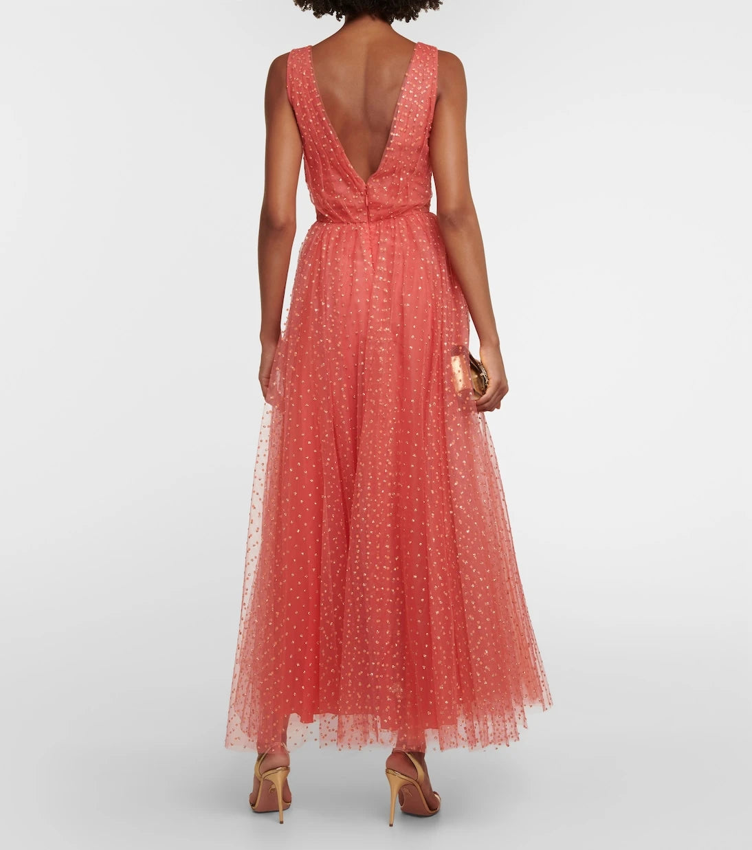 Monique Lhuillier - Embellished tulle maxi gown