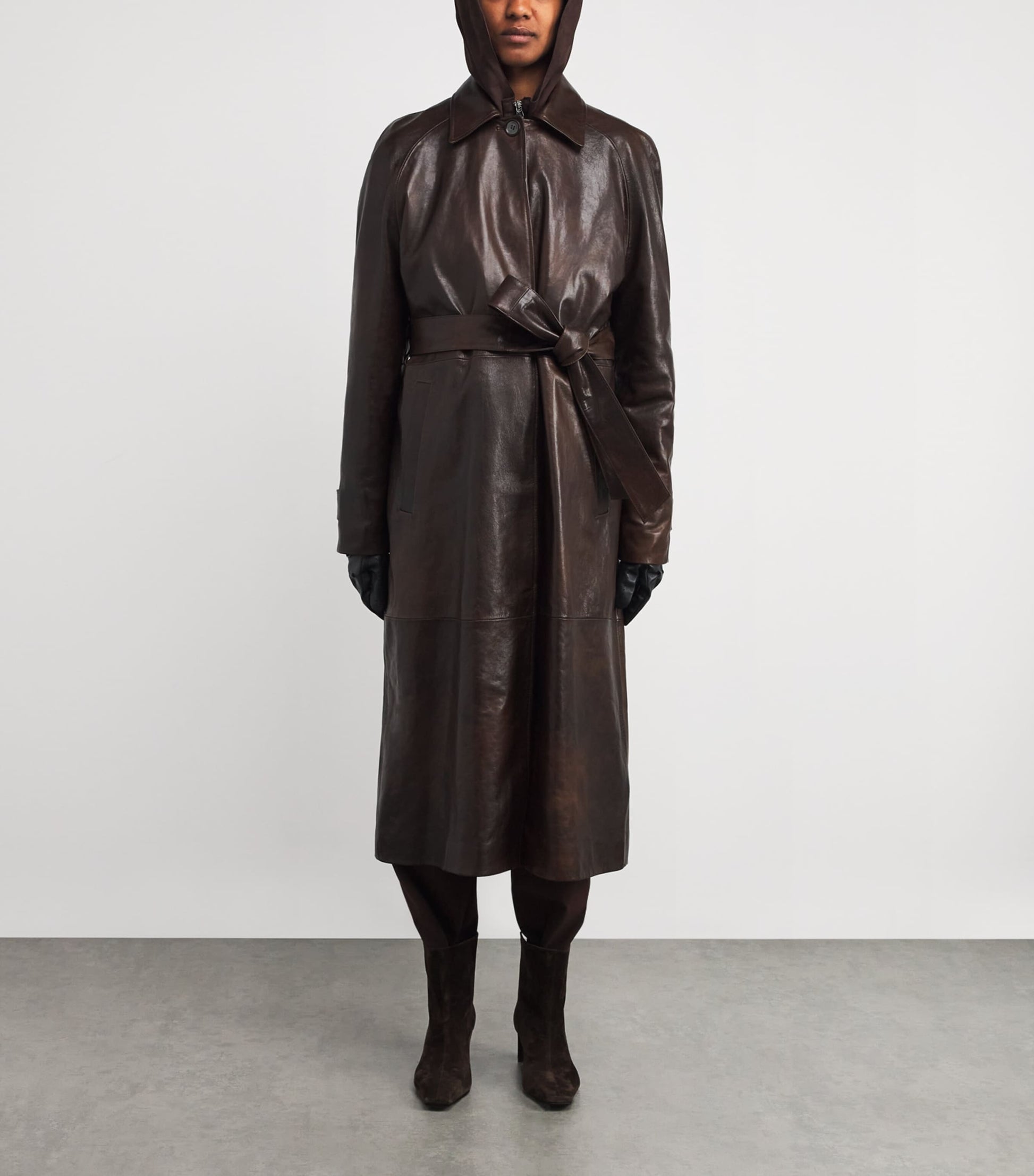 Leather Belted Trench Coat