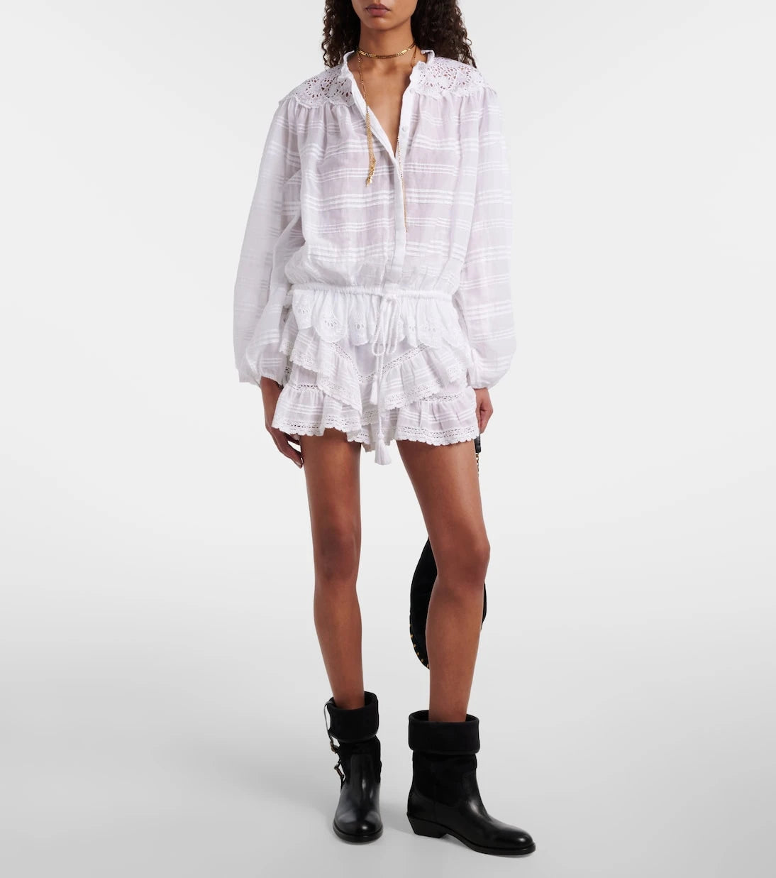 Marant Etoile - Geana ruffled cotton shorts