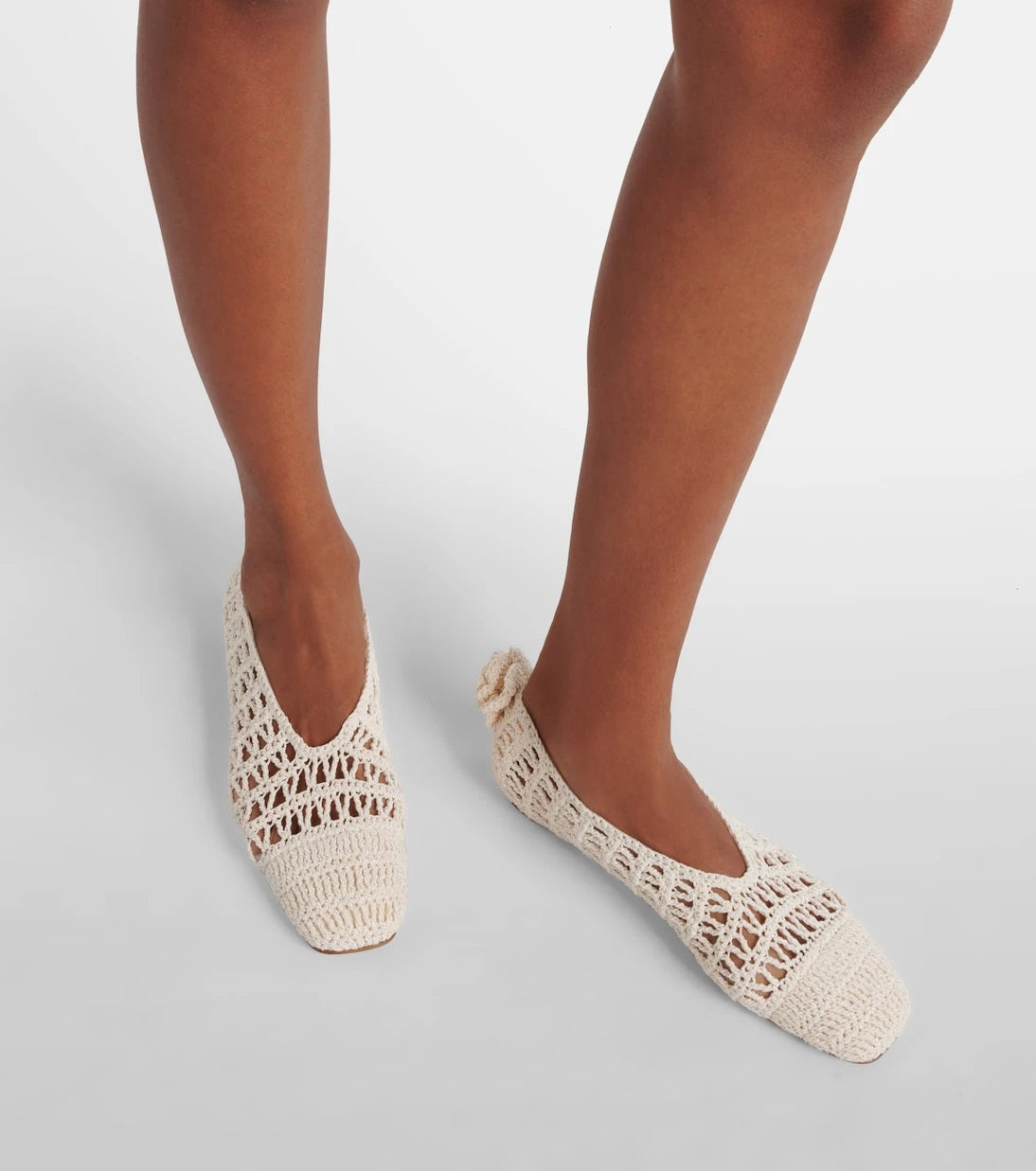 Magda Butrym - Floral-appliqué crochet ballet flats