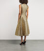 Emilia Wickstead Gold Metallic Seersucker Mara Midi Dress