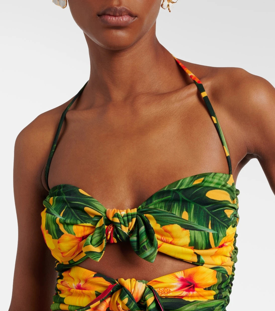 Dolce&Gabbana - Cutout floral halterneck crop top