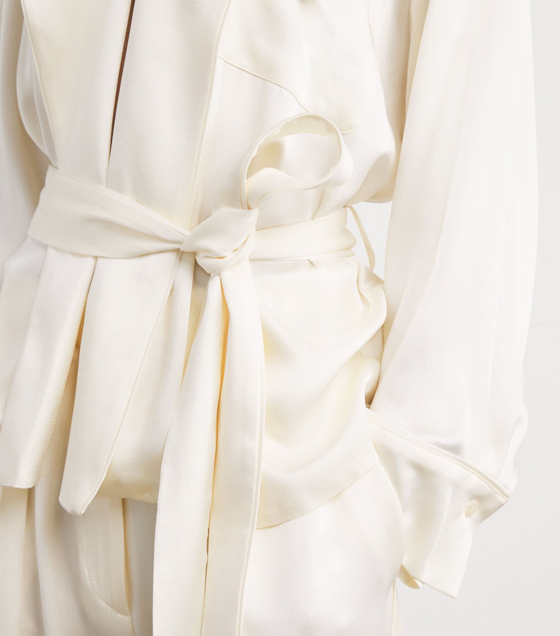 Victoria Beckham Ivory Satin Wrap Blouse