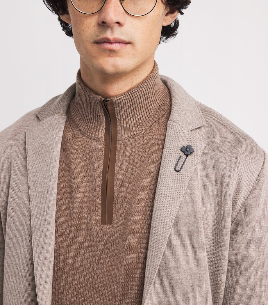 Lardini Beige Virgin Wool Knitted Blazer