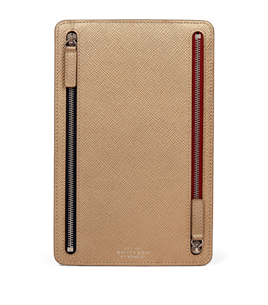 Metallic Panama Leather Multi-Zip Wallet