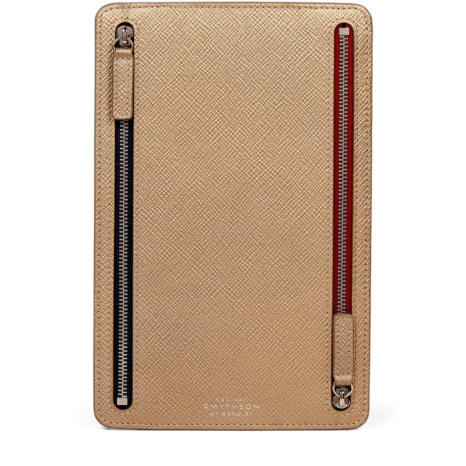 Metallic Panama Leather Multi-Zip Wallet