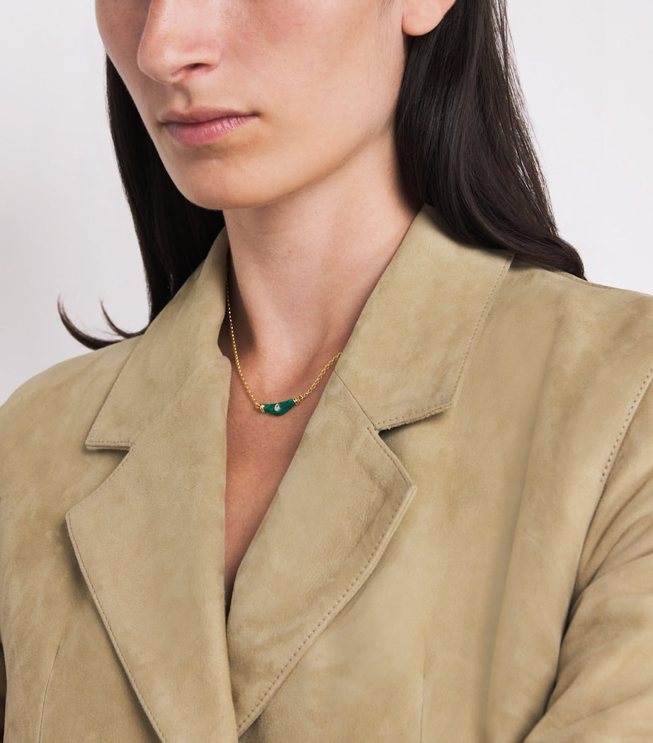 Yellow Gold, Diamond and Malachite Karma N*93 Necklace