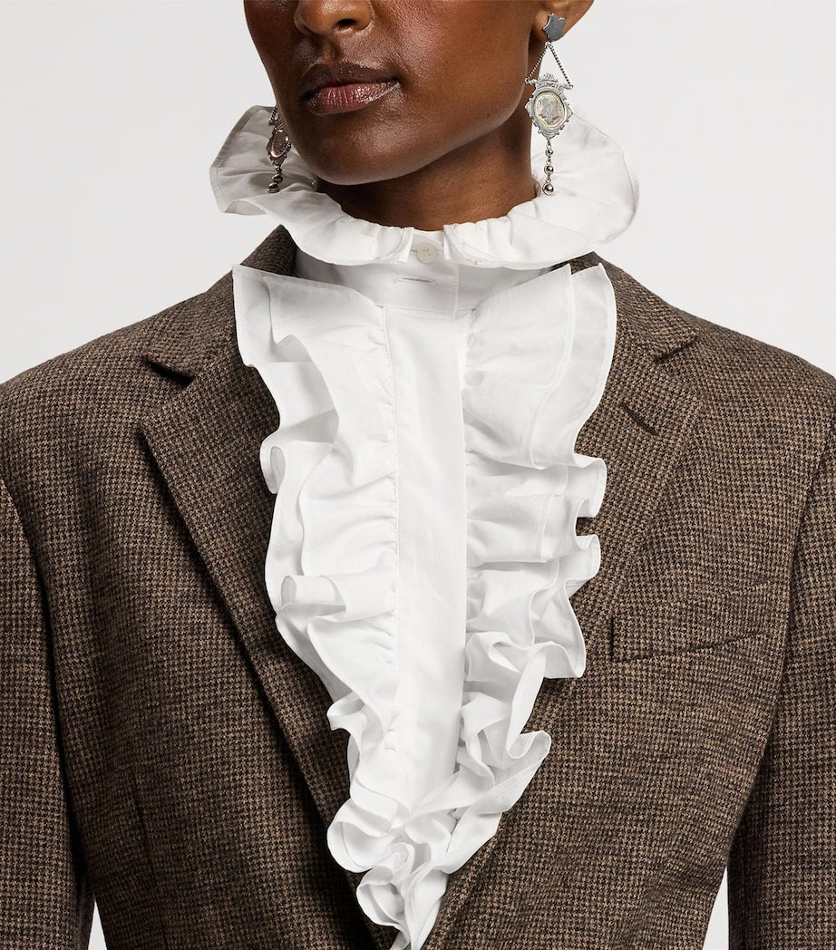 Ralph Lauren Collection Brown Wool Tick-Weave Jersey Hailey Blazer