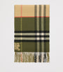 Green Cashmere Contrast Check Scarf