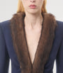 Valentino Blue Faux Fur-Trim Blazer