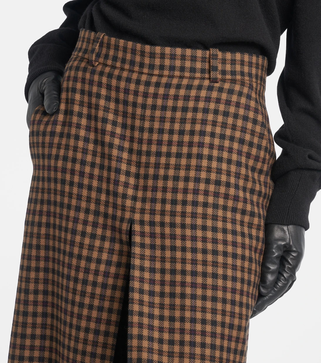 Saint Laurent - Gingham mid-rise wool culottes