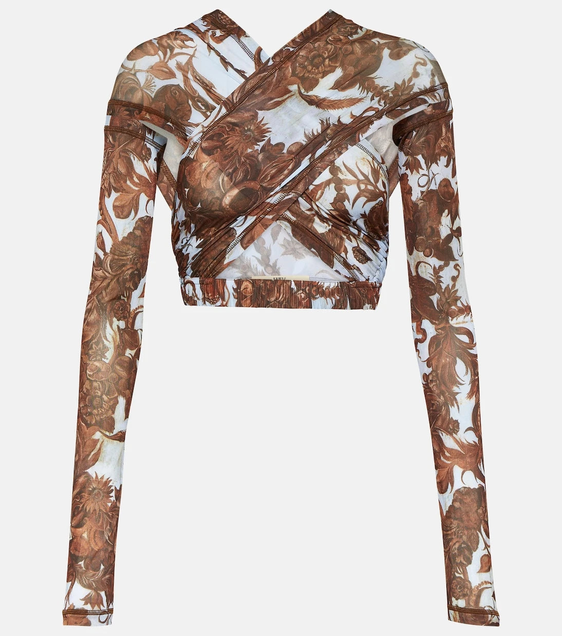 KNWLS - Floral cutout jersey crop top