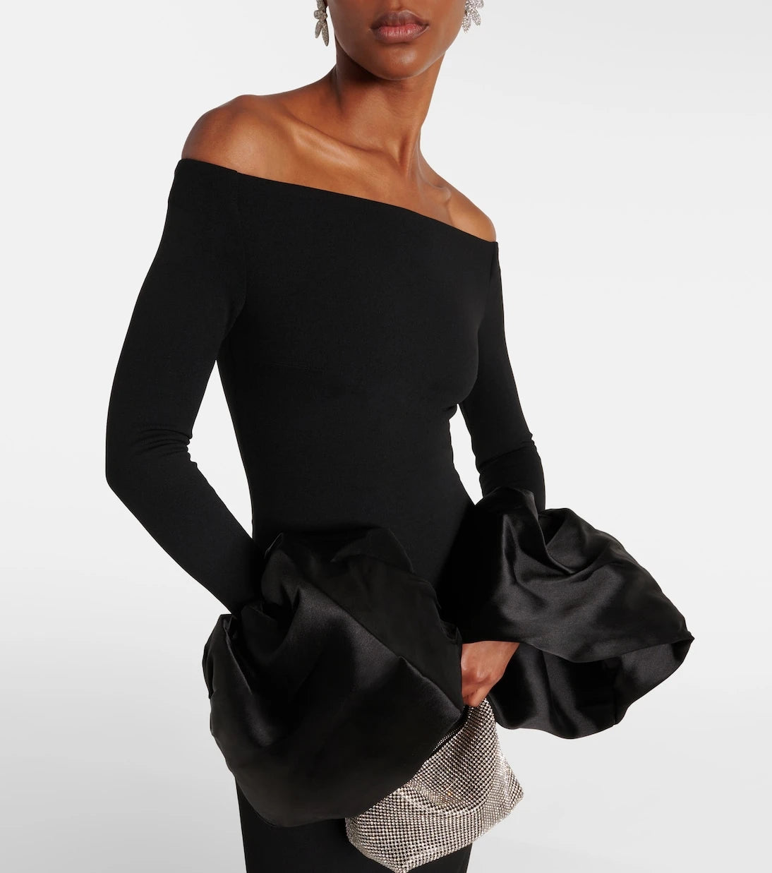 Solace London - Talia off-shoulder crêpe gown