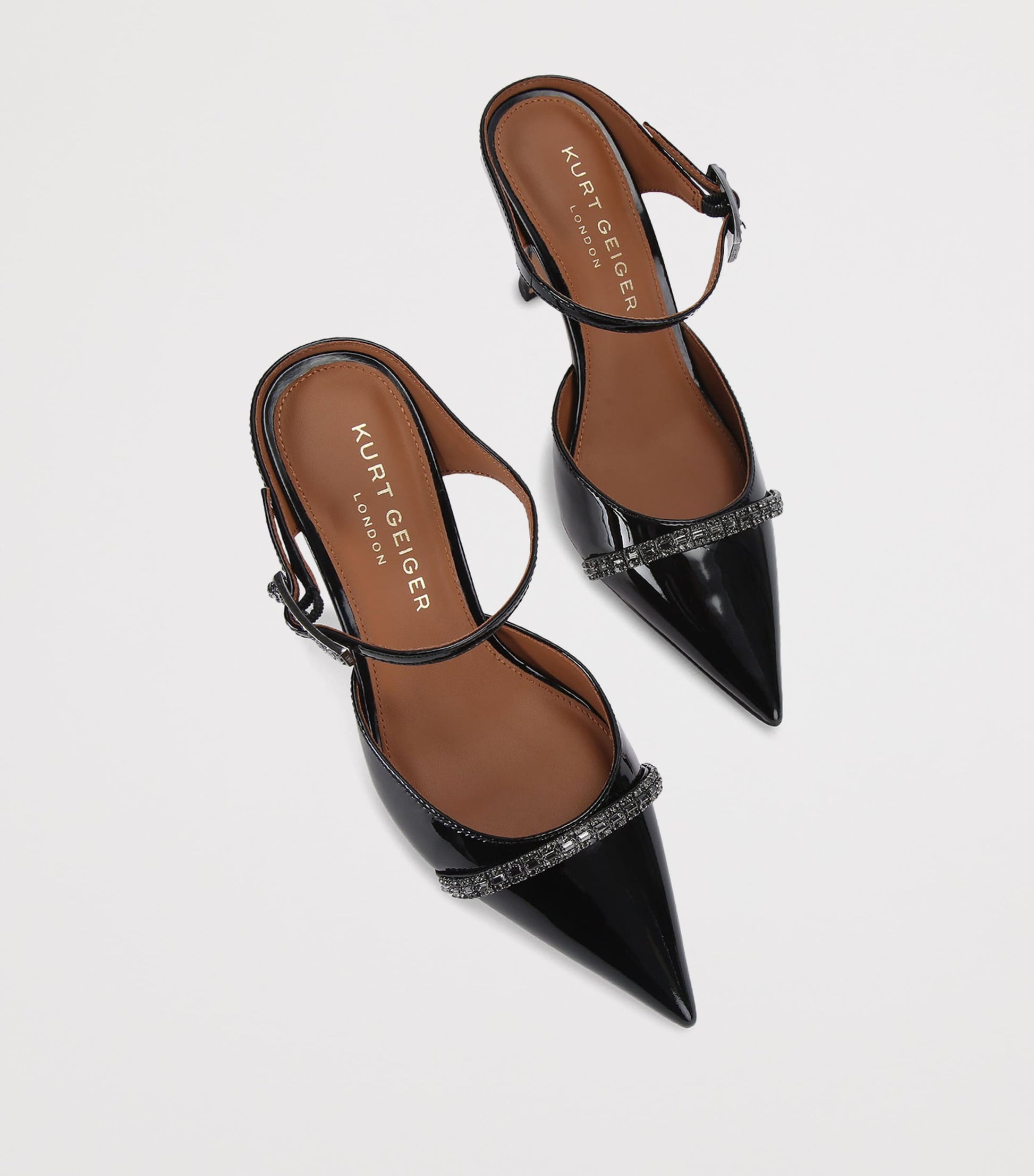 Patent Leather Embellished Strass Point Mules 90